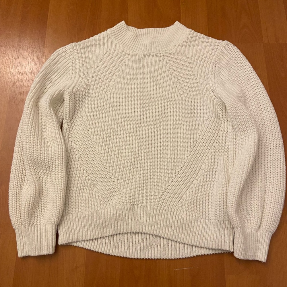 white knit sweater